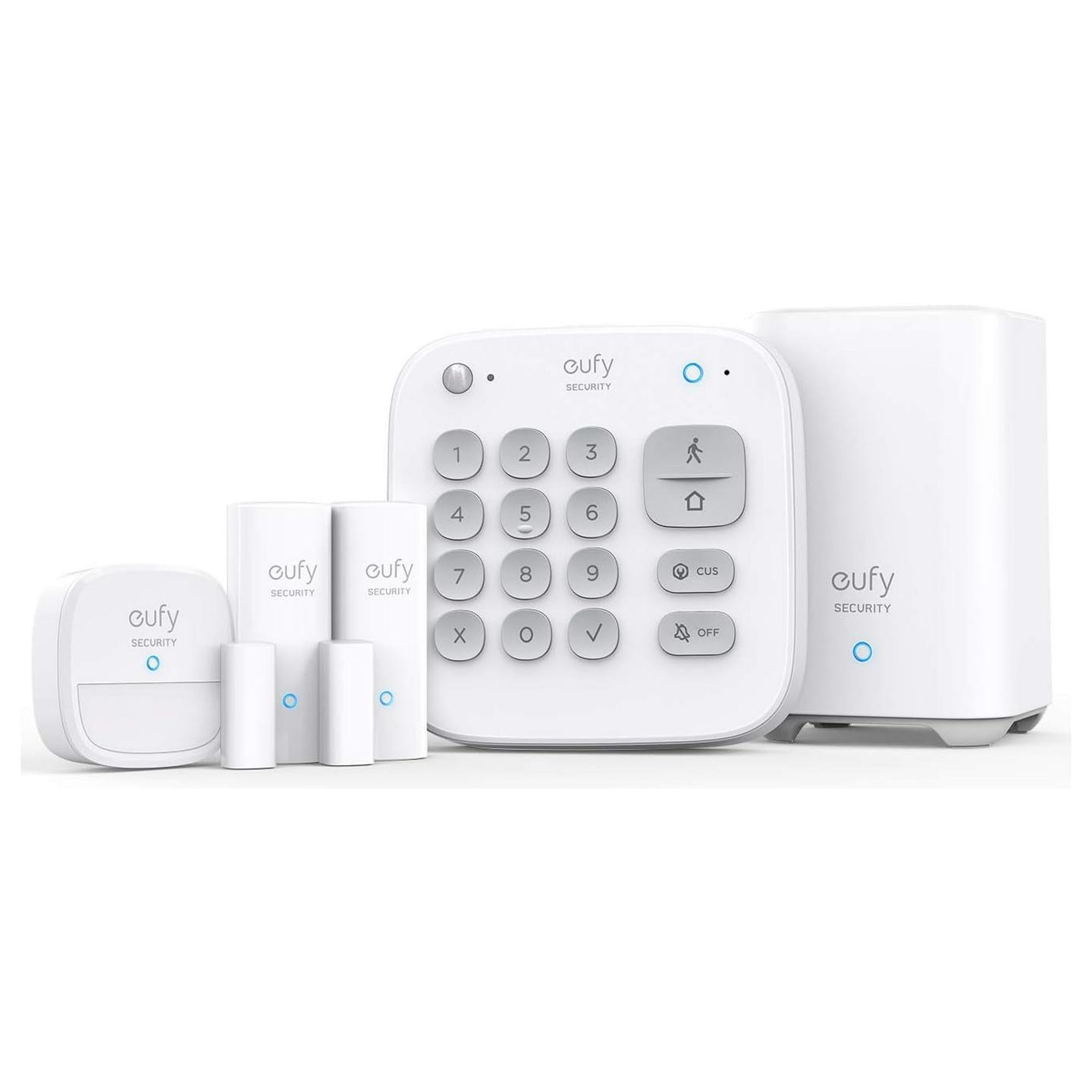 Sistem Alarmi i Mençur eufy T8990321, 5-Pjesësh, Wi-Fi, RF Wireless, GSM, SMS, Sensorë Dyer/Dritare, Sirenë - Bardhë