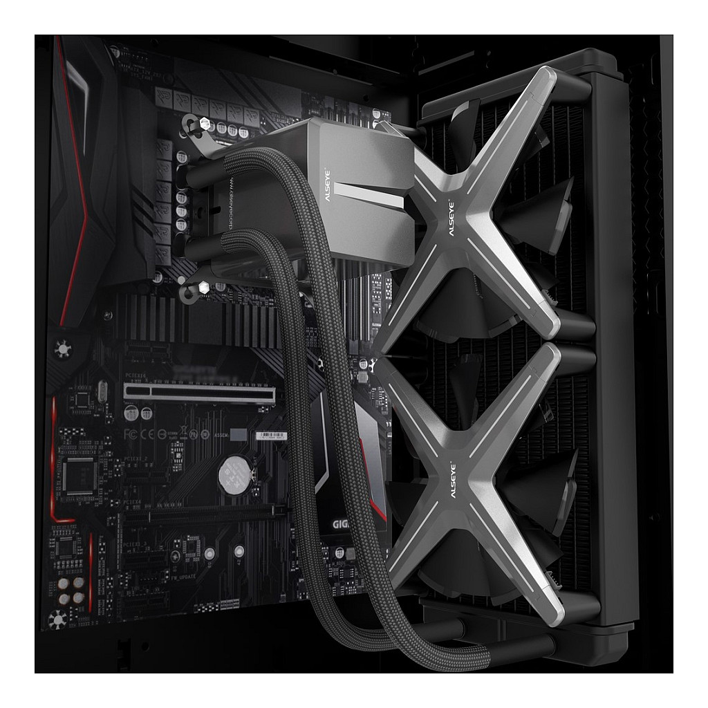 Ftohës për Procesor Inter-Tech ALSEYE X240 / AIO / 240mm / 2×120mm PWM Fan / RGB / 280W TDP / Intel & AMD – Zezë - 7
