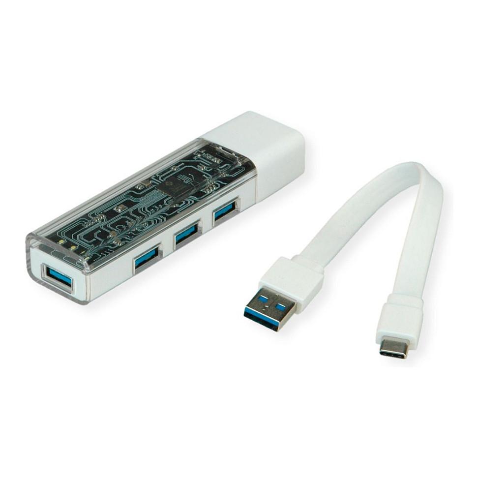 Kabllo USB ROLINE 14.02.5062 interface hub / 0.12 m – Bardhë - 2