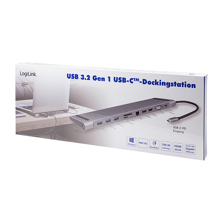 Docking Station LogiLink UA0373 / 2x HDMI + 1x VGA / 3x USB-A / 1x USB-C PD 100W / 1GbE / SD+microSD / Audio – Argjend - 9