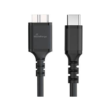 Kabllo USB MediaRange MRCS257 / Micro-USB B në USB-C / USB 3.2 Gen 1 / 5 Gbit/s / 0.5m - Zezë - 2