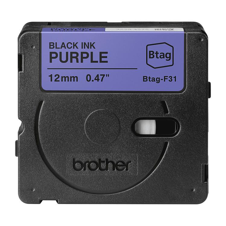 Shirit për Printer Brother BTAG-F31 / 12 mm × 4 m - Zezë mbi Vjollcë - 2