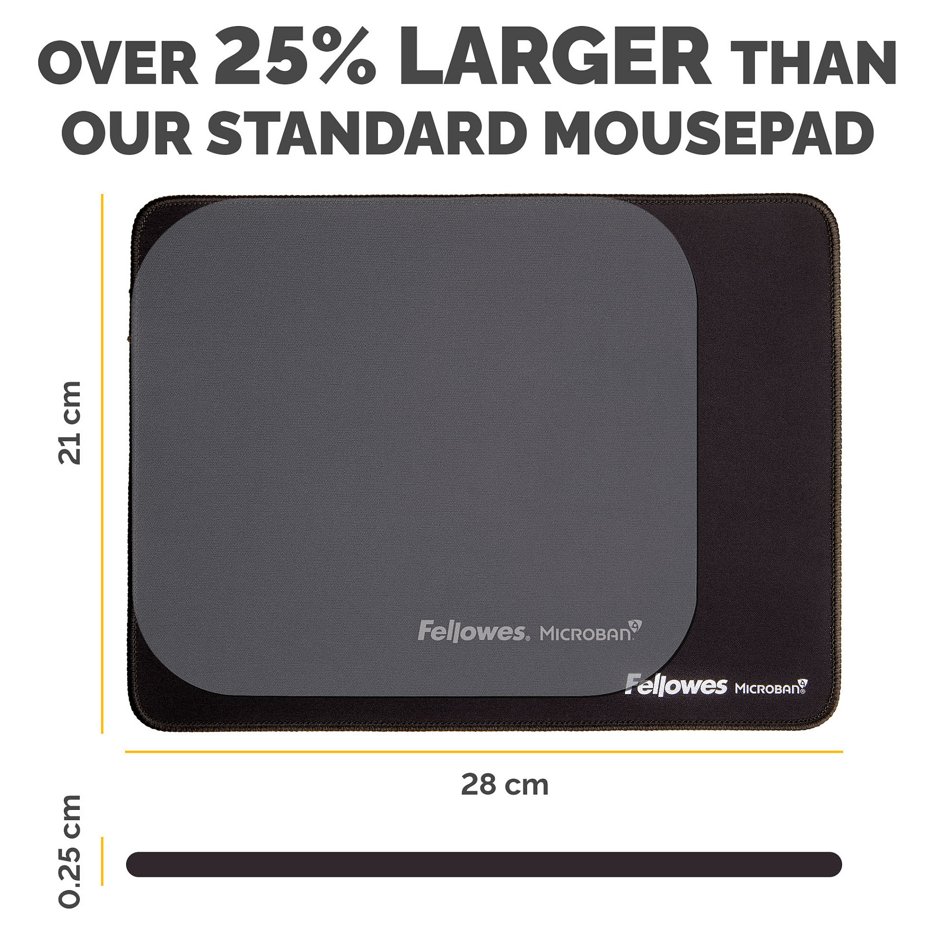 Mauspad Fellowes Breyta XL 100138995 / Sipërfaqe Poliesteri / Anti-rrëshqitëse / Skaje të Qepura / 280 × 210 × 2.5 mm - Zezë - 3