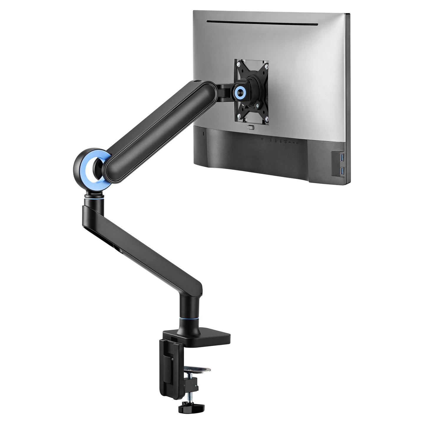 Mbajtëse për Monitor Equip 650184 / 1 Monitor / 17"-35" / 10.5kg / Gas Spring / Clamp-Grommet / Tilt ±40° / Swivel ±90° - Zezë - 5
