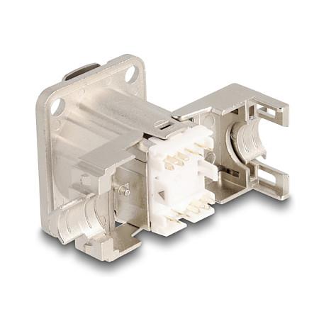 Konektor për Kabllo Rrjeti DeLOCK 67064, Cat 6A, RJ-45 Femër në LSA, STP, Montim në Panel, Tip D - Argjend