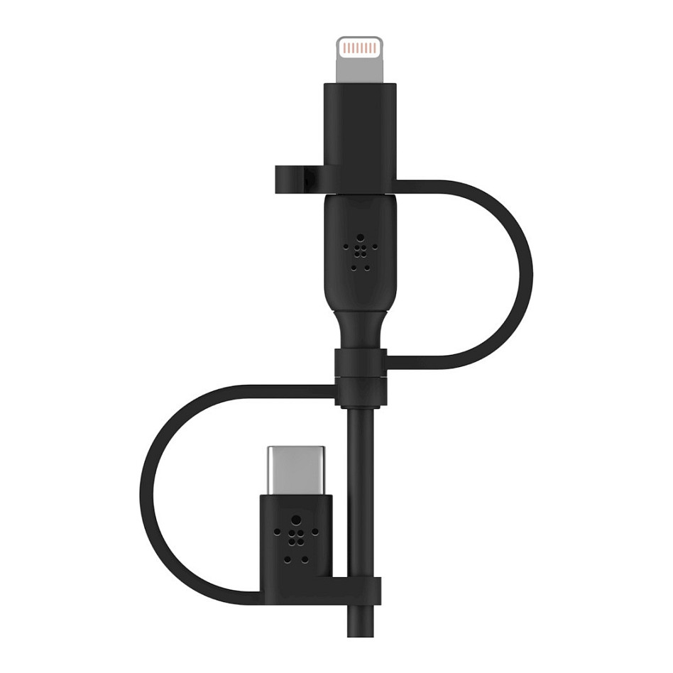 Kabllo USB Belkin BOOST CHARGE CAC001BT1MBK / USB-A në USB-C/Micro-USB/Lightning / 1m / USB 2.0 / MFi - Zezë - 3