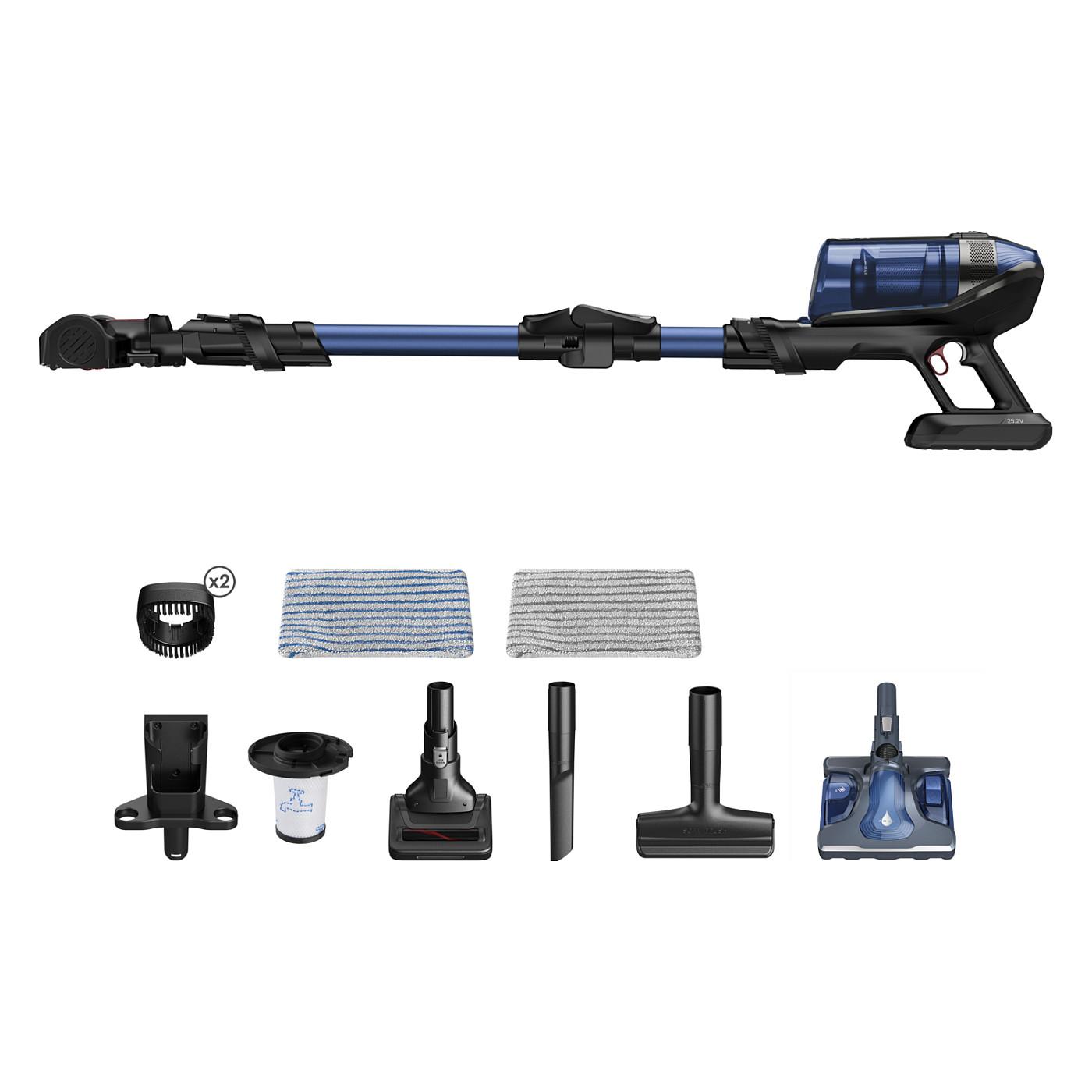 Fshesë Elektrike Rowenta X-Force Flex 12.60 Aqua RH98C0, 150AW, 25.2V, 0.9L, 45min, Pastrim i Thatë dhe i Lagësht, 2-në-1 - Blu, Zezë - 15