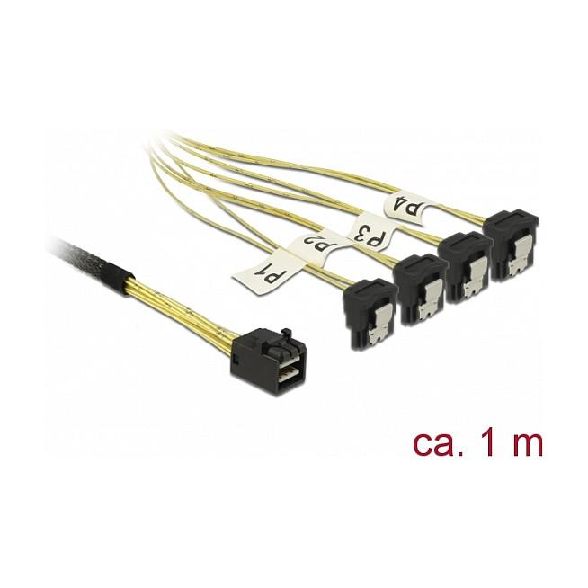 Kabllo SAS DeLOCK 85685, Mini SAS HD SFF-8643 në 4 x SATA 7-pin, 1 m - Zezë/Verdhë - 2