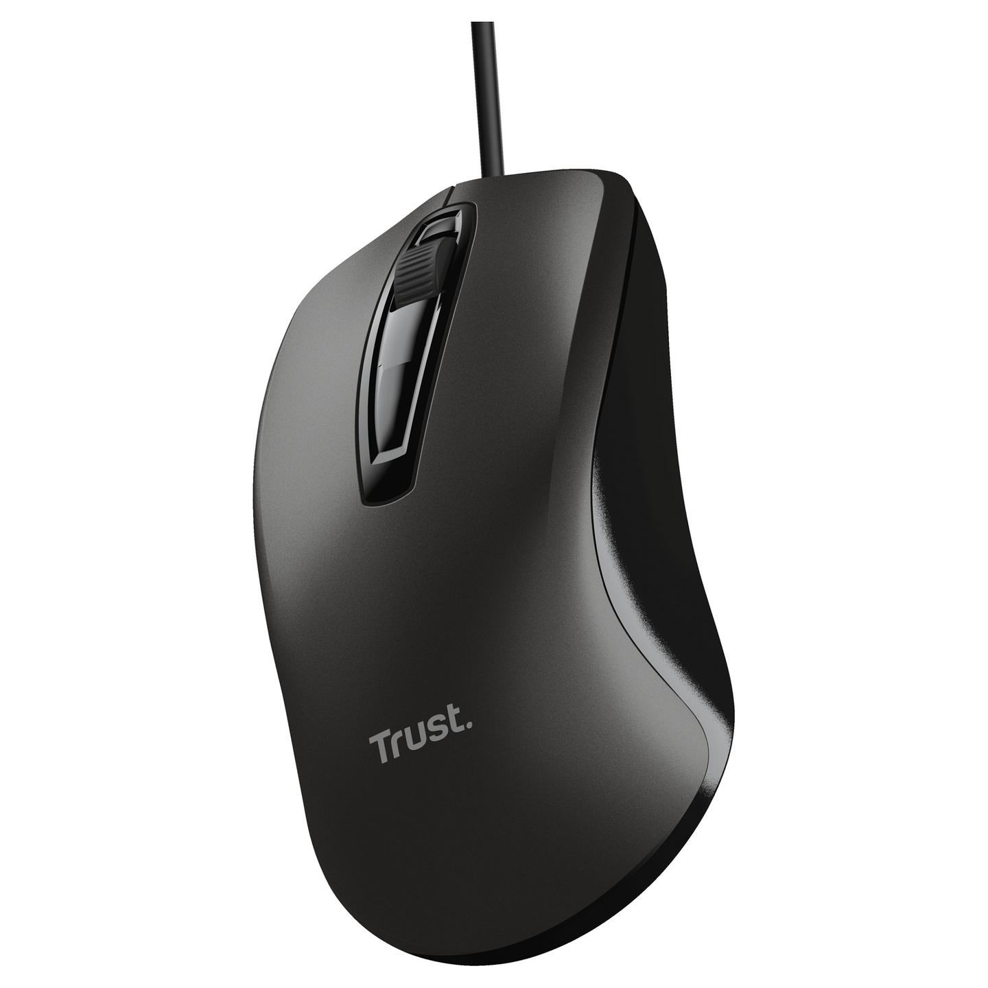 Maus me Kabllo Trust 24657, Optik, 1200DPI, 3 Butona, USB-A - Zezë - 4