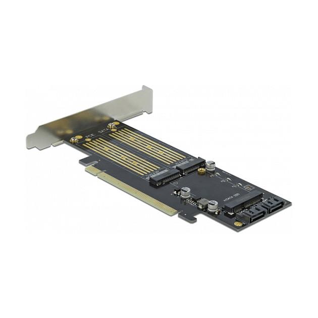 Kartë Zgjerimi PCI Express Delock 90486 / PCIe 4.0 x16 / 1x M.2 Key B + 1x M.2 Key M / 1x mSATA / Low Profile - 2
