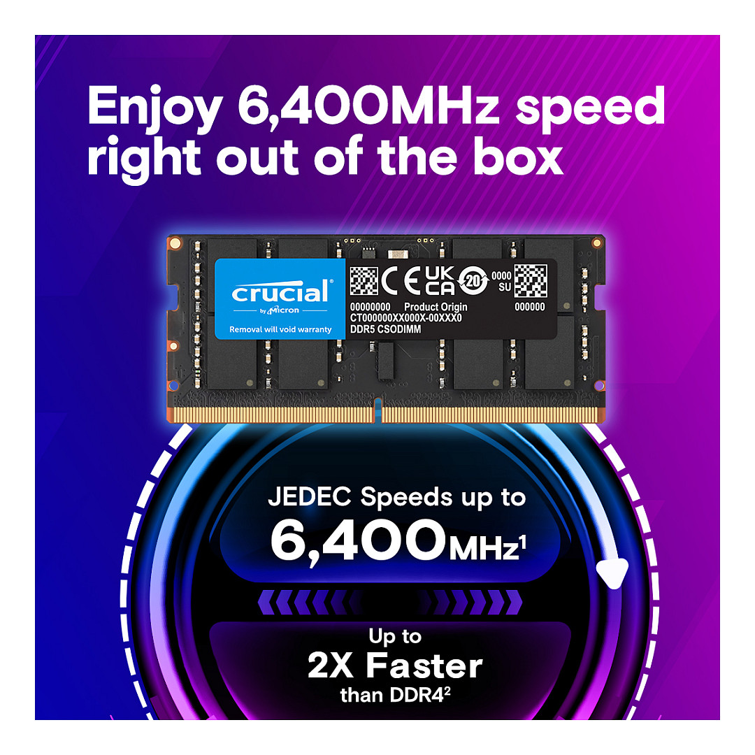 RAM Memorie DDR5 Crucial / 32GB / DIMM / CT32G64C52CS5 - Zezë - 2