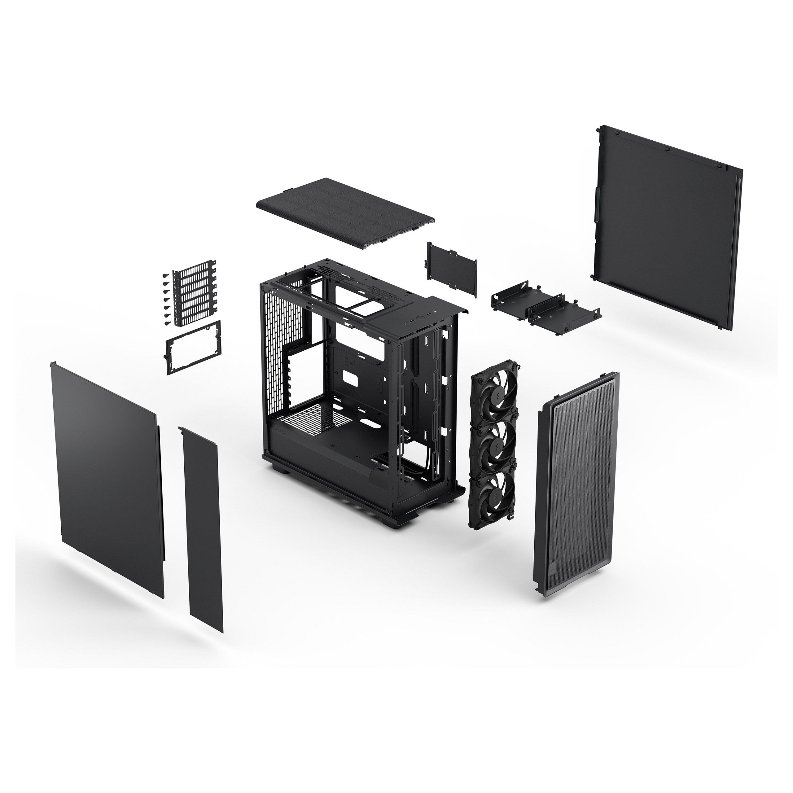 Kasë PC Fractal Design Epoch Black Solid / Midi Tower / 3x 120mm Fan / ATX / SSD 2.5" - Zezë - 17