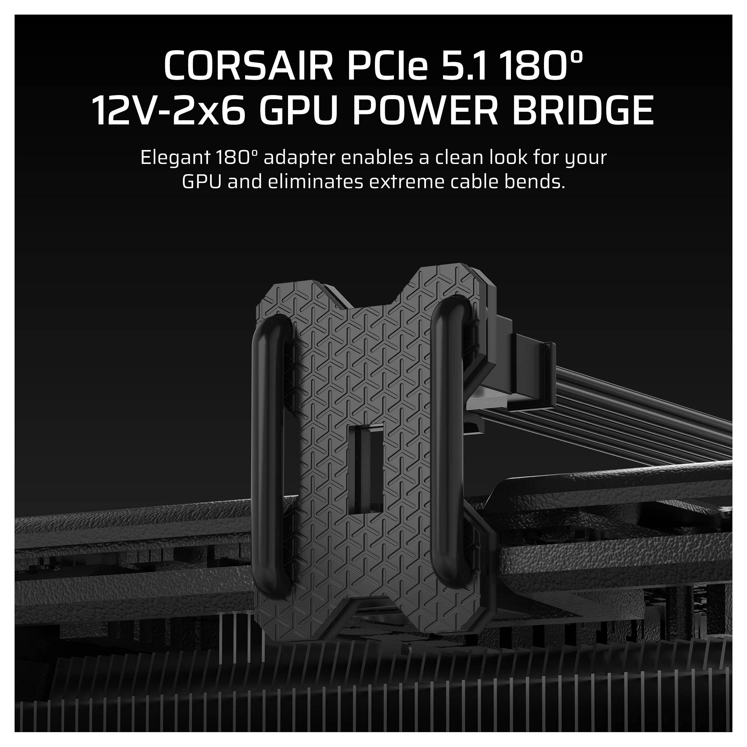Kabllo për Furnizim me Energji CORSAIR 12V-2x6 / PCIe 5.1 / 180° GPU Power Bridge - Zezë - 5