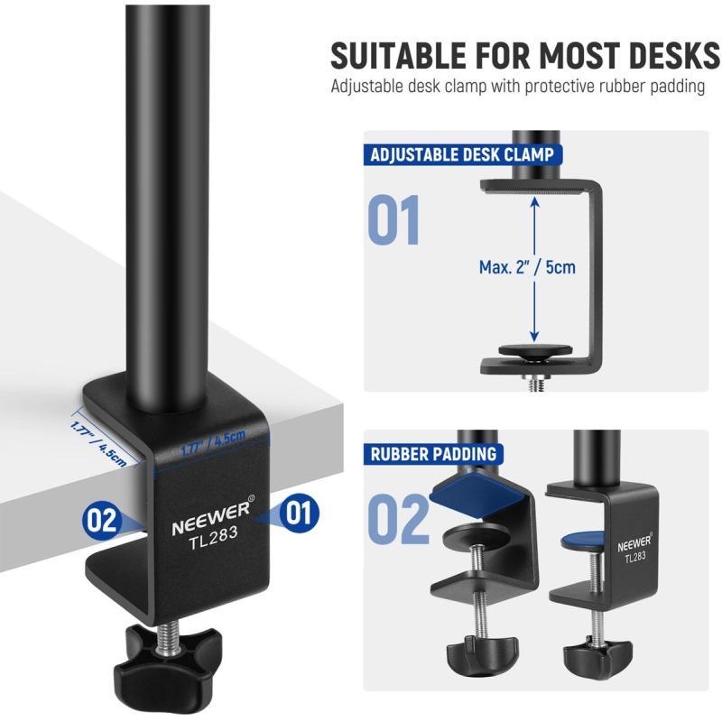 Tripod për Kamerë Neewer TL283, Teleskopik, 43-102cm, Ball Head 360°, Kapacitet 3kg, Klemë C - Zezë - 2