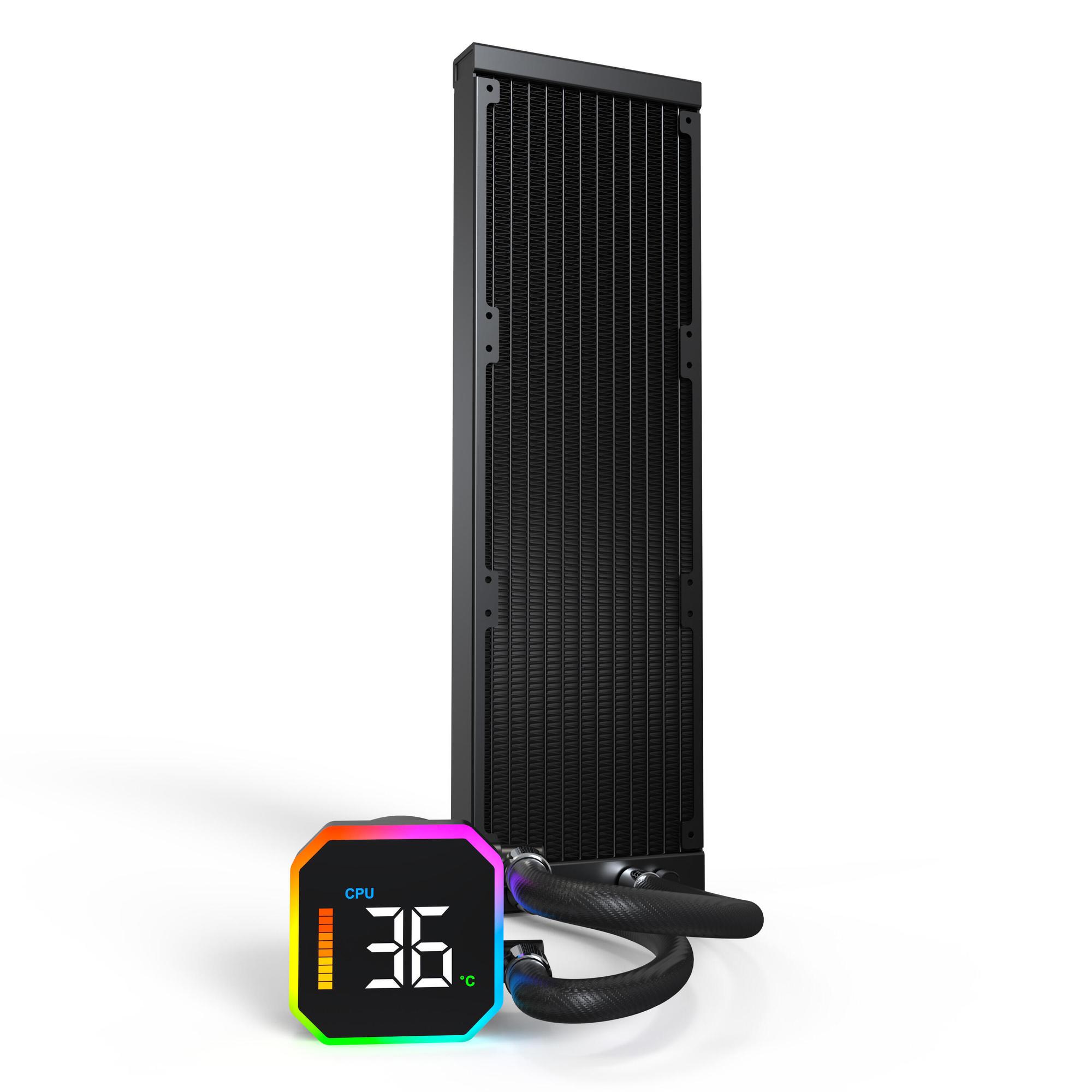 Ftohës me ujë për procesor Montech HyperFlow Digital 360 / 360mm / 3x 120mm ARGB Fan / 800-2200 RPM / Digital Display – Zezë - 4