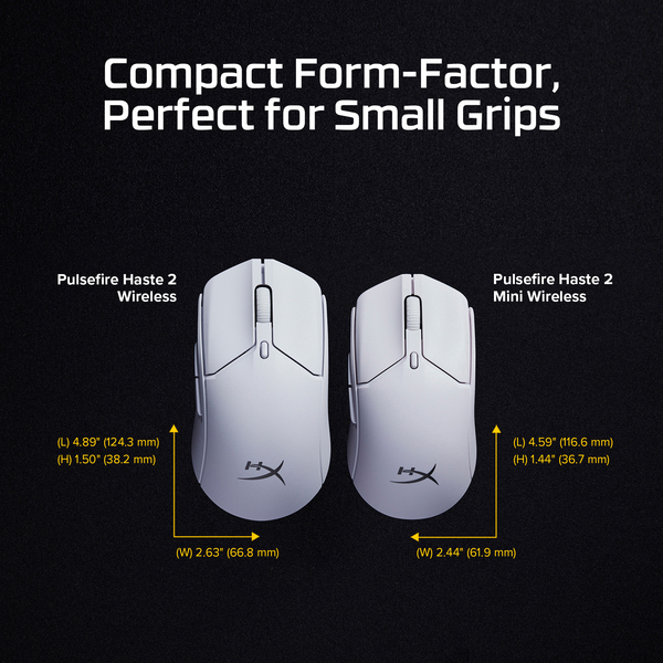 Maus Gaming HyperX Pulsefire Haste 2 Mini / Wireless / 26.000 DPI / 650 IPS / 59g / 2.4GHz + Bluetooth / USB-C – Bardhë - 4