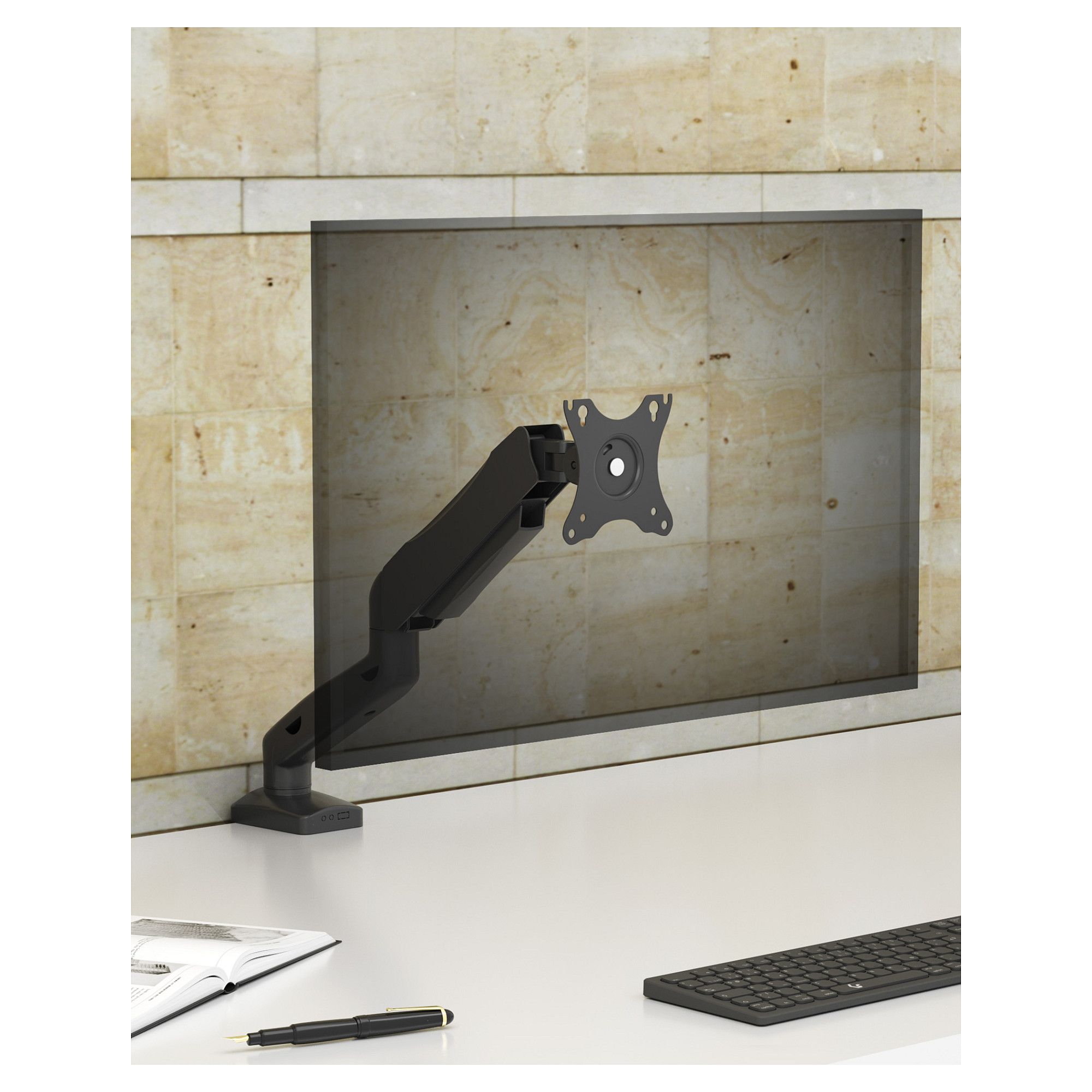 Mbajtëse për Monitor ICY BOX IB-MS203-T / 1 Monitor / deri 32" / 9kg / VESA 75x75-100x100 / Krah i Rregullueshëm - Argjend/Hiri - 3