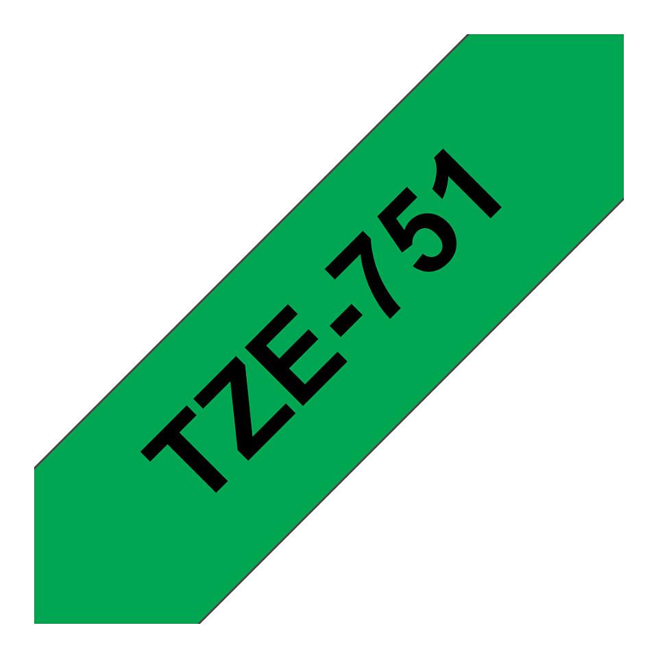 Shirit për Printer Brother TZe-751 / 24 mm × 8 m - Zezë mbi Gjelbër