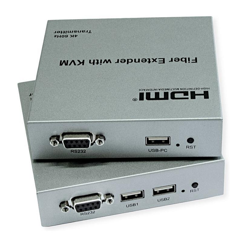 Extender KVM ROLINE 14.01.3363, HDMI 4K 60Hz, USB, Fibër Optike, deri në 20 km - Argjend - 3