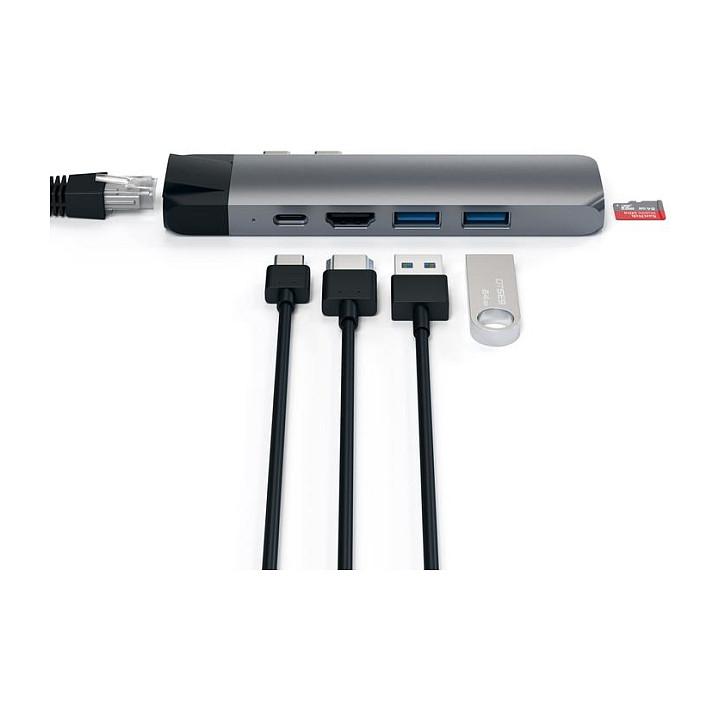 Hub USB-C Satechi ST-TCPHEM, 2x USB-A, USB-C, HDMI 4K, Ethernet Gigabit, microSD, PD 87W - Hiri - 2
