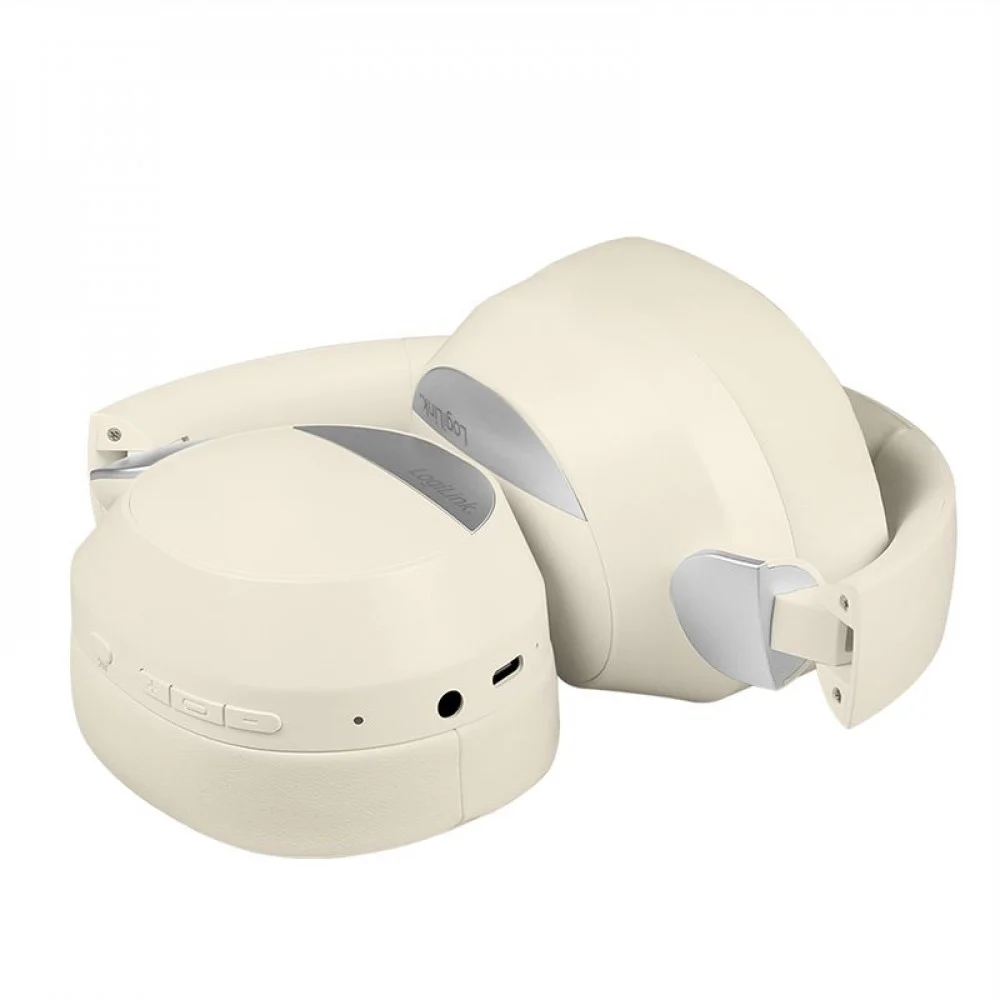 Kufje pa kabllo LogiLink BT0071C / Over-Ear / Bluetooth 6.0 / ANC / 40 mm / 15 orë / 3.5 mm AUX – Krem - 2