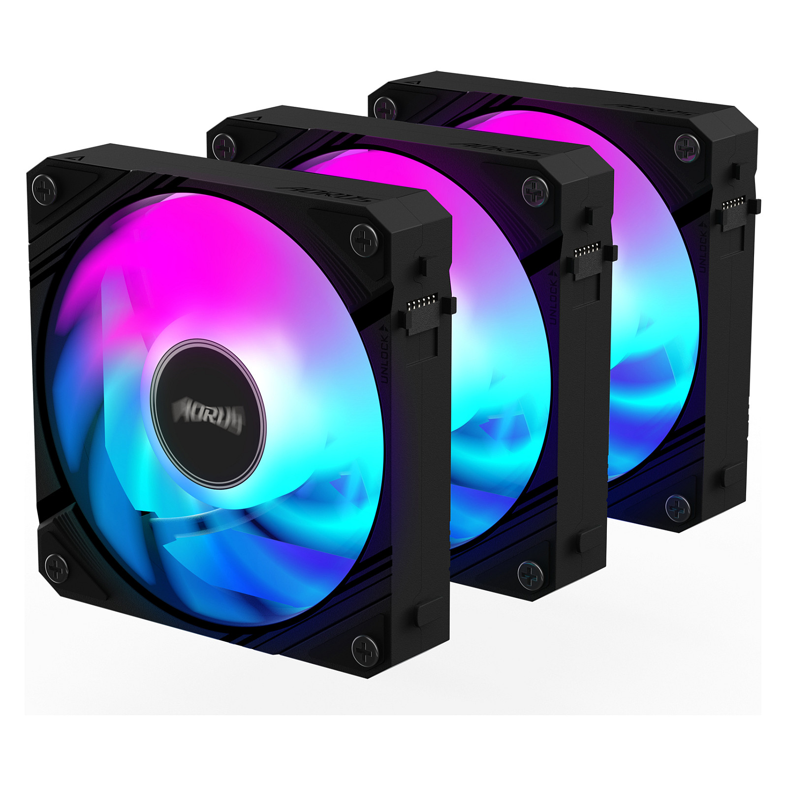 Ftohës për Kasë Gigabyte AORUS EZ CHAIN / 120mm / 600-2000 RPM / ARGB / PWM / 3-Pack – Zezë - 4