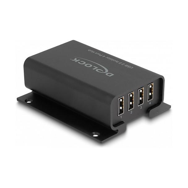 Hub USB DeLOCK 64226 / USB 2.0 / 4x USB-A / Izolim 5 kV / 480 Mbit/s / USB-B / Montim DIN Rail - Zezë - 2