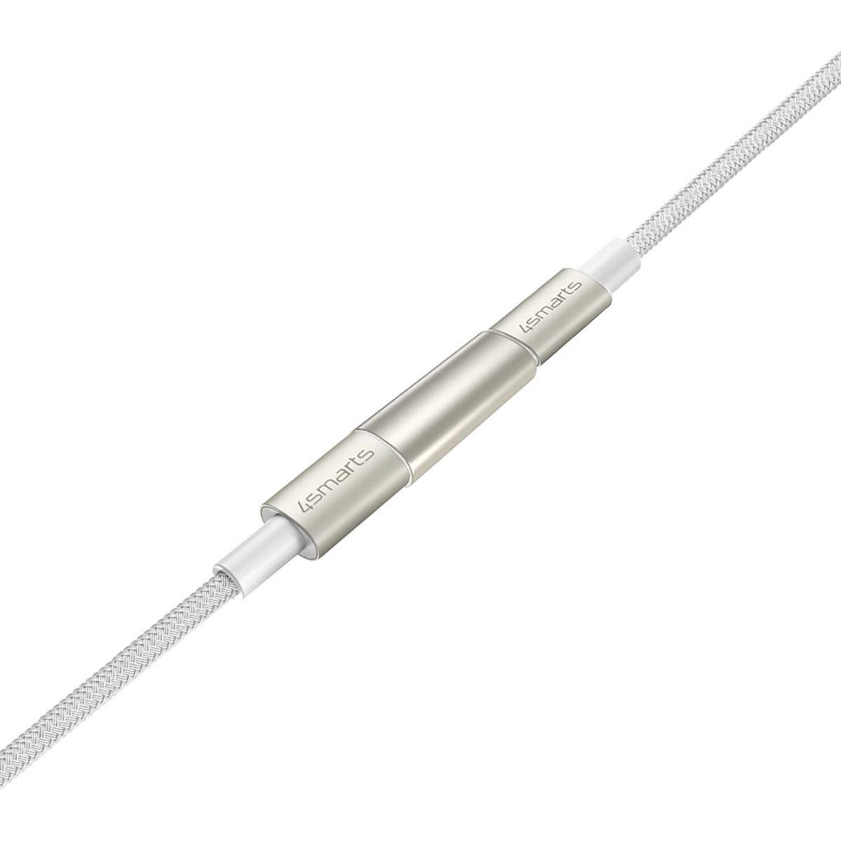 Kabllo USB 4smarts PremiumCord / USB-C / 60W / 0.5 m + 1.5 m + 3 m / Digit Adapter / Koppler - Bardhë/Argjend - 2