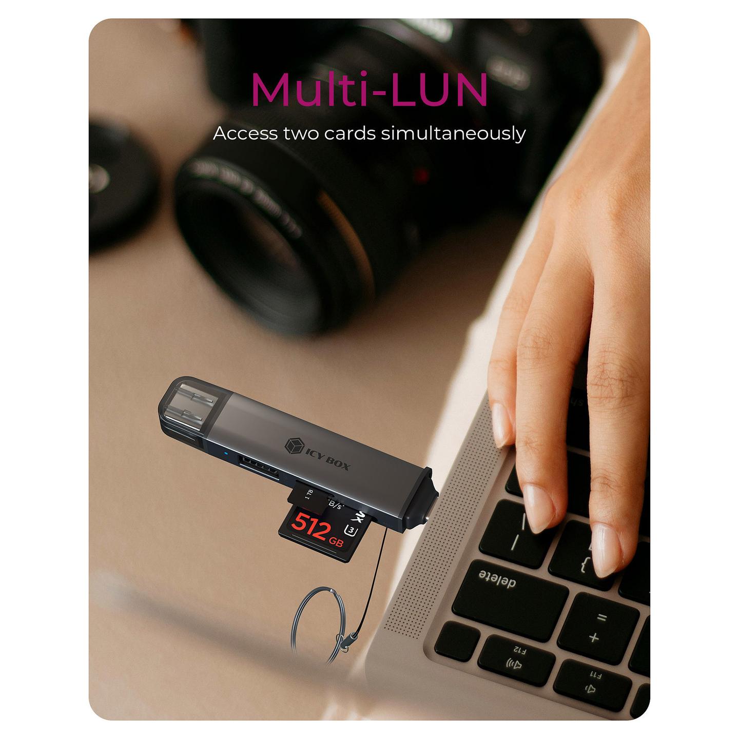 Lexues Kartelash ICY BOX IB-CR203-CU3 / SD / SDHC / SDXC / microSD / microSDHC / microSDXC / USB 3.2 Gen 1 / USB-A / USB-C / 5 Gbit/s - Zezë - 5