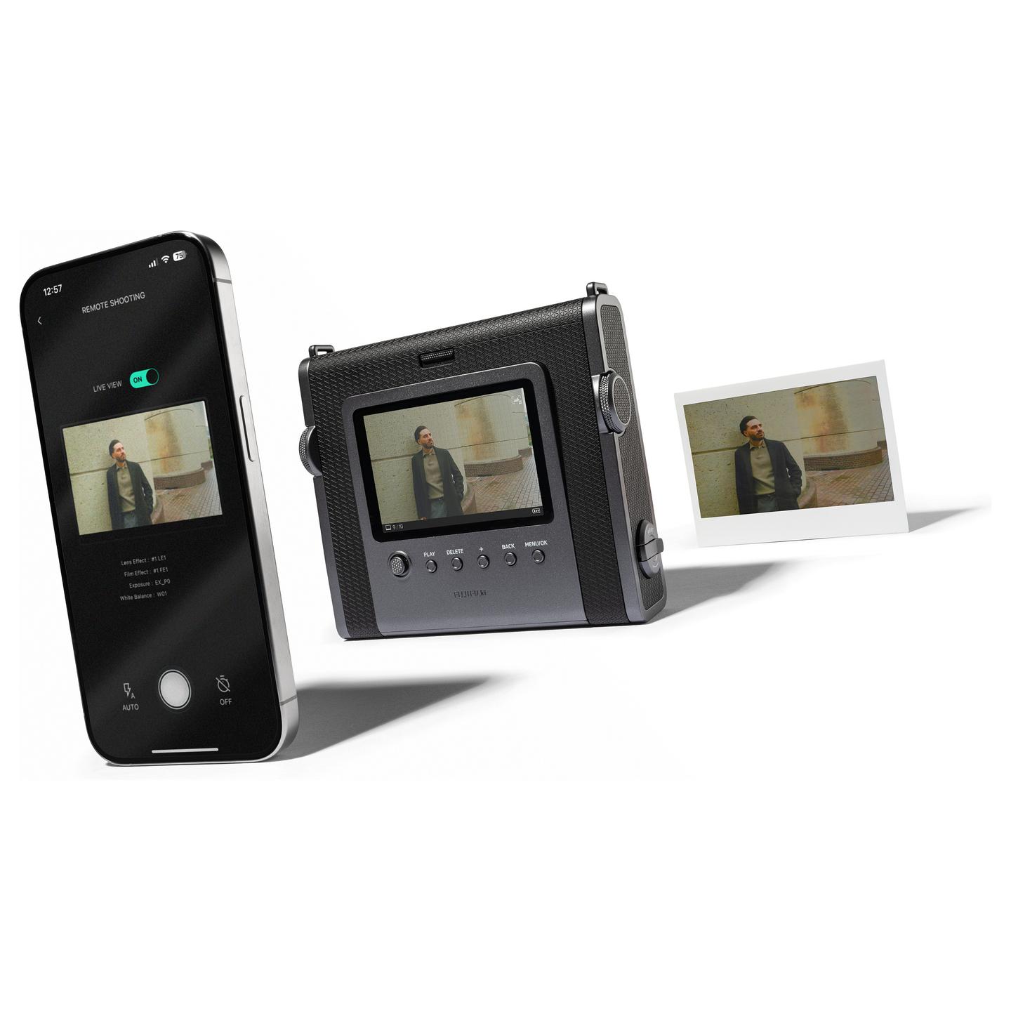 Kamerë Instant Fujifilm instax WIDE Evo / Hybrid / 16MP / LCD 3.5" / Bluetooth 5.1 / 10 Lens Effects / 10 Film Effects - Zezë/Gri - 22