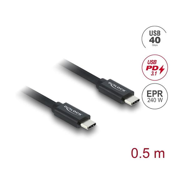 Kabllo USB DeLOCK 81705 / USB-C në USB-C / 0.5m / USB 40Gbps / 240W / 8K 30Hz - Zezë - 2