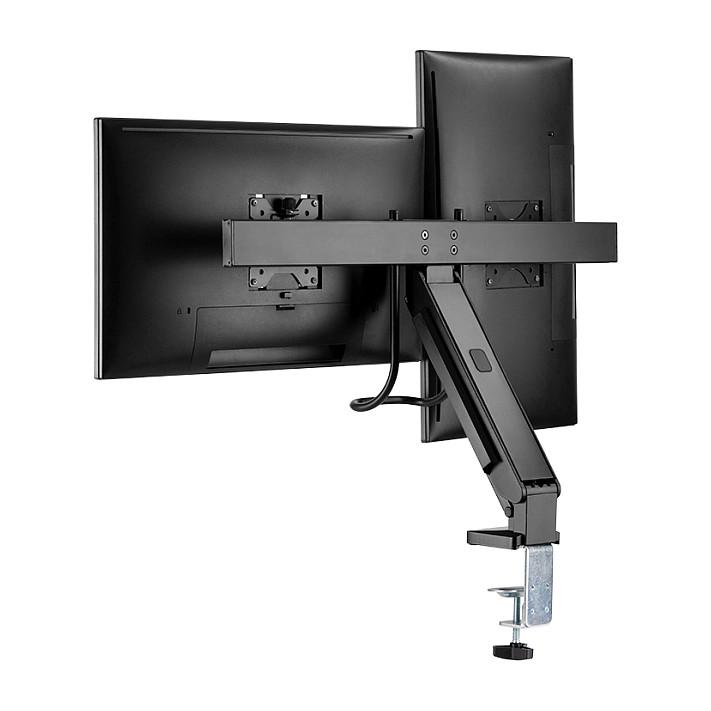 Mbajtëse për Monitor LogiLink BP0102 / 2 Monitorë / 17–27" / deri 6,5kg për Monitor / Gas Spring / VESA 75x75 & 100x100 / Rotacion 360° - Zezë - 2