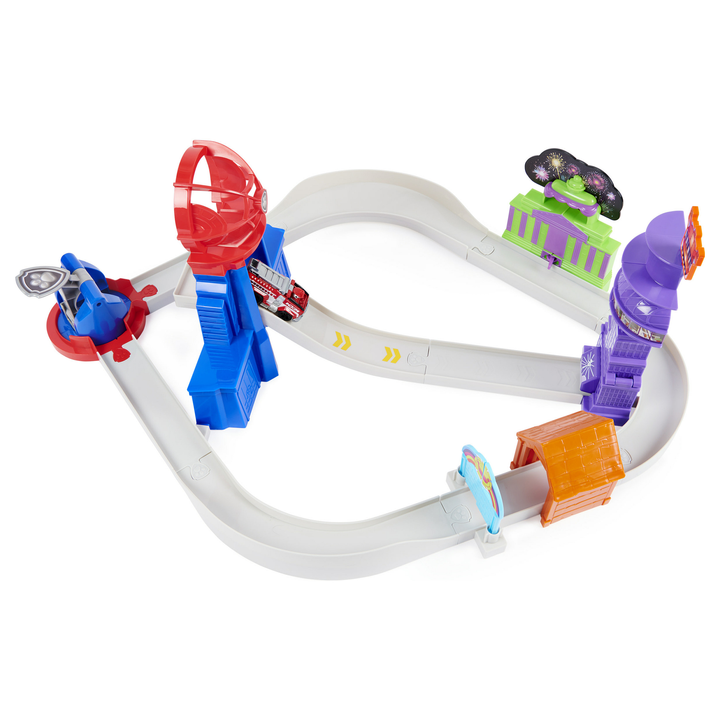 Lodra Spin Master PAW Patrol True Metal Total City Rescue Playset – Marshall / 1:55 Scale / 3 Rescue Scenes / Rotating Launcher - MIx - 8