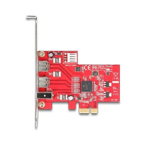 Kartë Zgjerimi Delock 90738, PCI Express x1, 2x FireWire 800 9-Pin + 1x FireWire 400 6-Pin, Texas Instruments XIO2213B, Low Profile