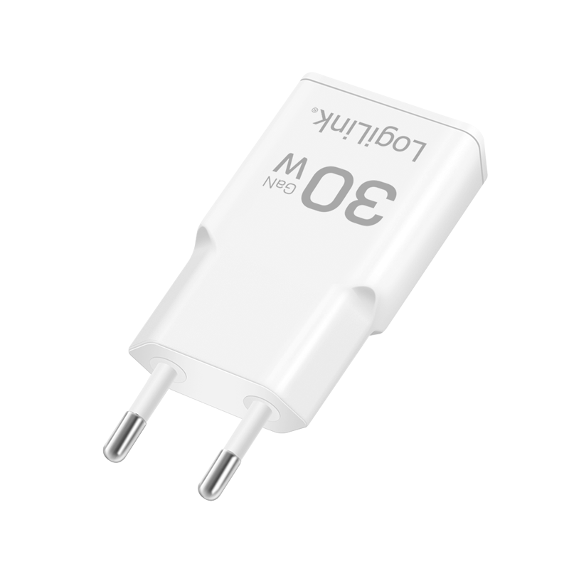 Adapter LogiLink PA0348 / 30W / GaN / 1x USB-A QC / 1x USB-C PD / Slim – Bardhë - 2