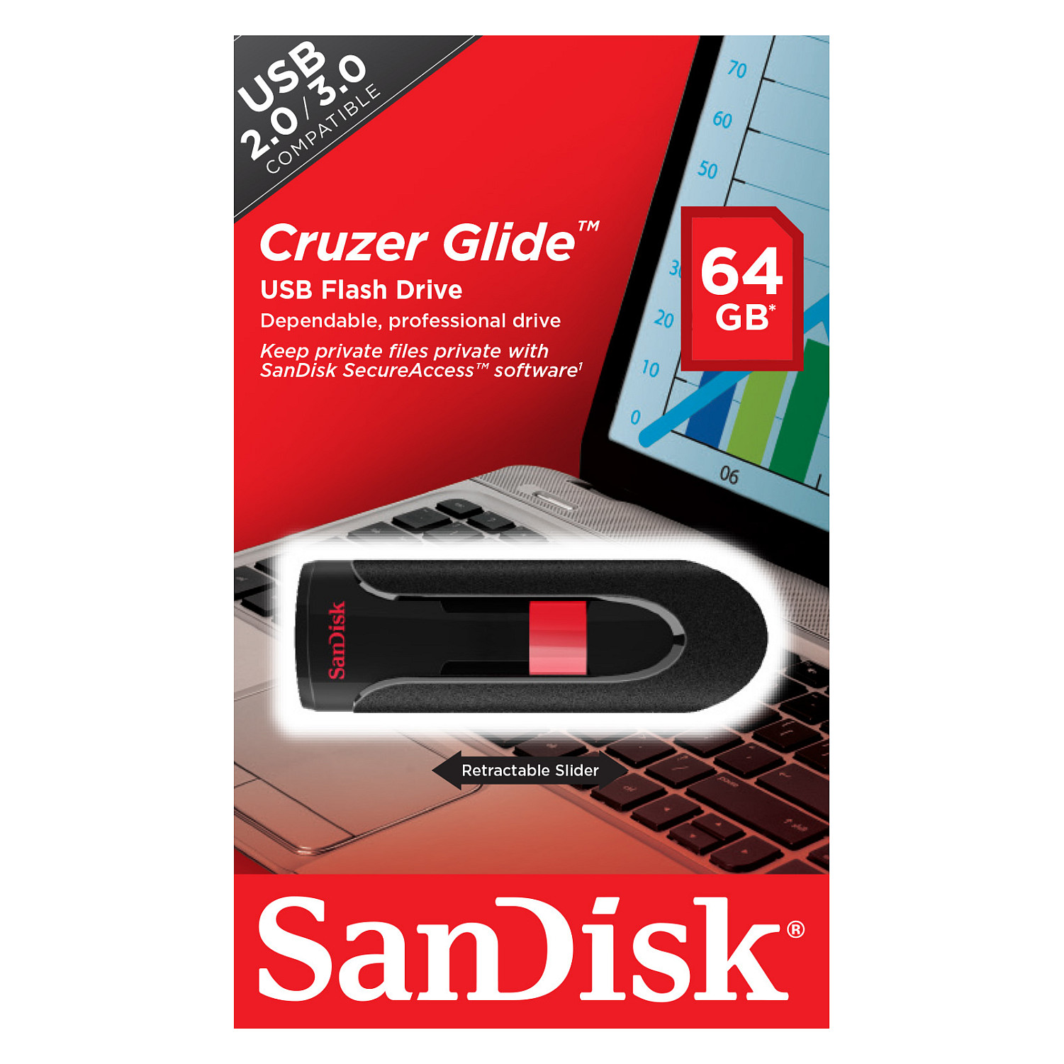 USB Flash Drive SanDisk Cruzer Glide / 64GB / USB Type-A / USB 2.0 - Zezë - 5