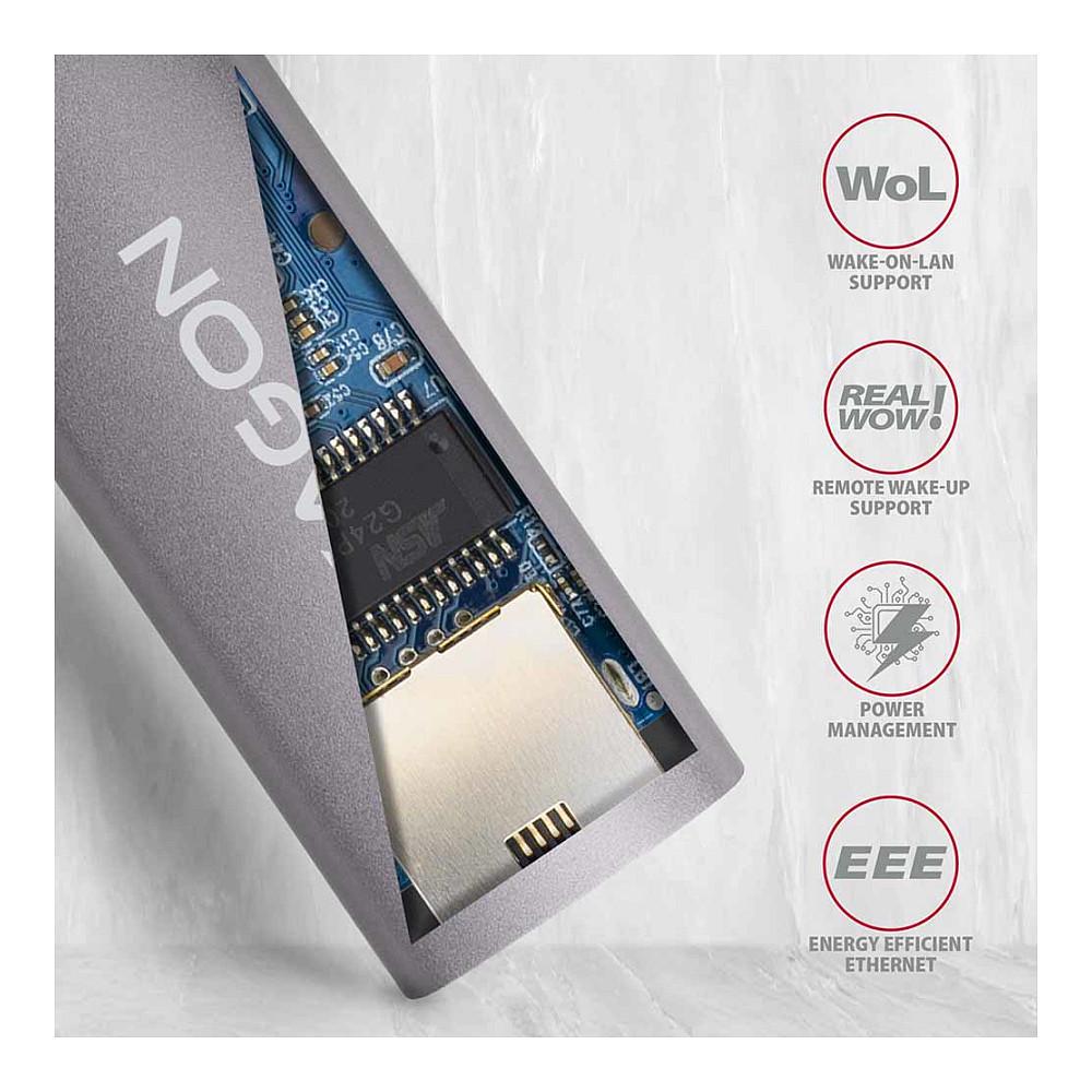 Adapter Rrjeti AXAGON ADE-TRC / USB-C 3.2 Gen 1 / Gigabit Ethernet RJ45 / 1000Mbps / Realtek RTL8153 - 5