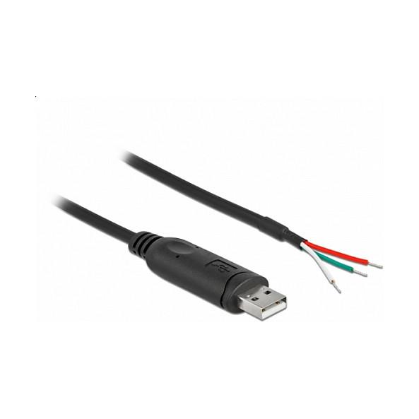 Kabllo USB DeLOCK 90428, USB-A në RS-232, 2m, USB 2.0, 230.4Kbps - Zezë