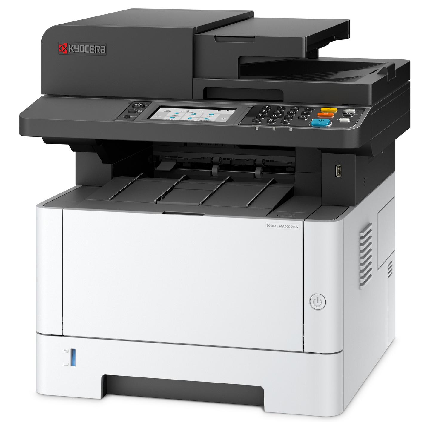 Printer multifunksional laser Kyocera ECOSYS MA4000wifx, A4, bardhë e zi, 40 faqe/min, printim automatik dyfaqësh, skanim, kopjim, faks, Wi-Fi, Ethernet, USB - 3