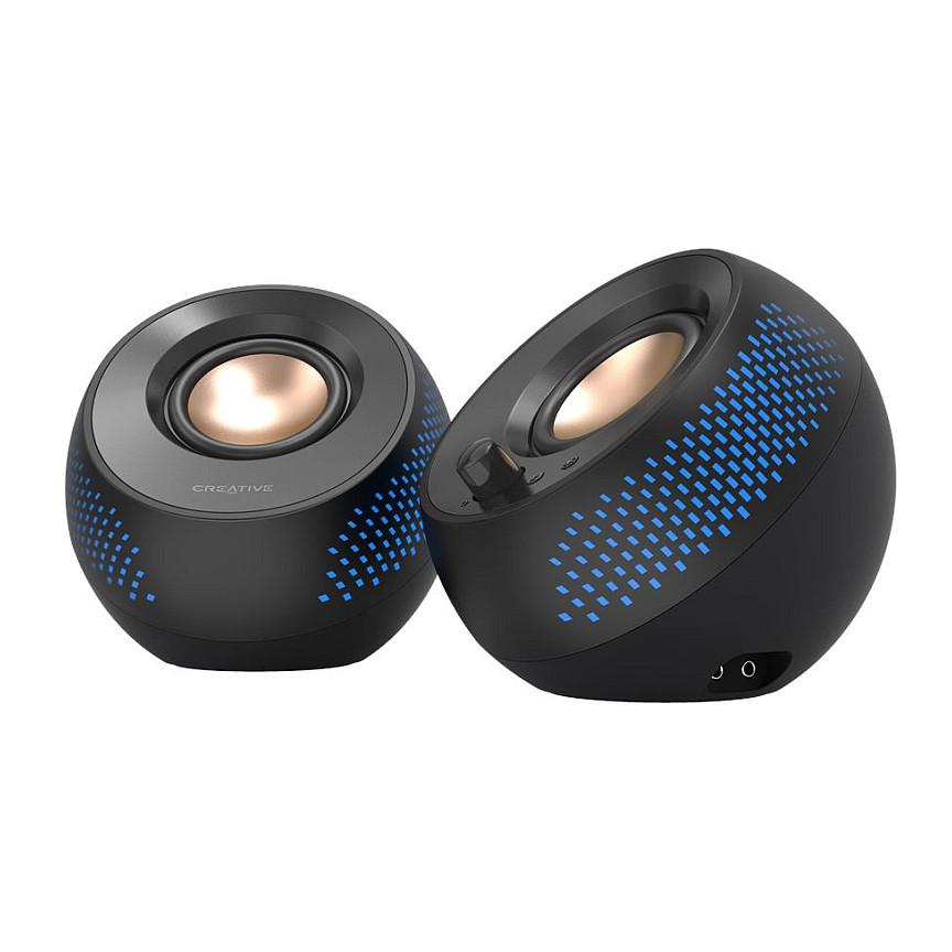 Altoparlantë Creative Labs Pebble X, 2.0, 15W RMS, 30W Peak, Bluetooth 5.3, USB-C, AUX, RGB - Zezë - 2