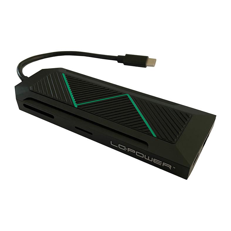 Hub USB-C LC-Power LC-HUB-C-MULTI-6-RGB, 3x USB-A, HDMI, Ethernet, SD/microSD, PD 100W - Zezë - 3