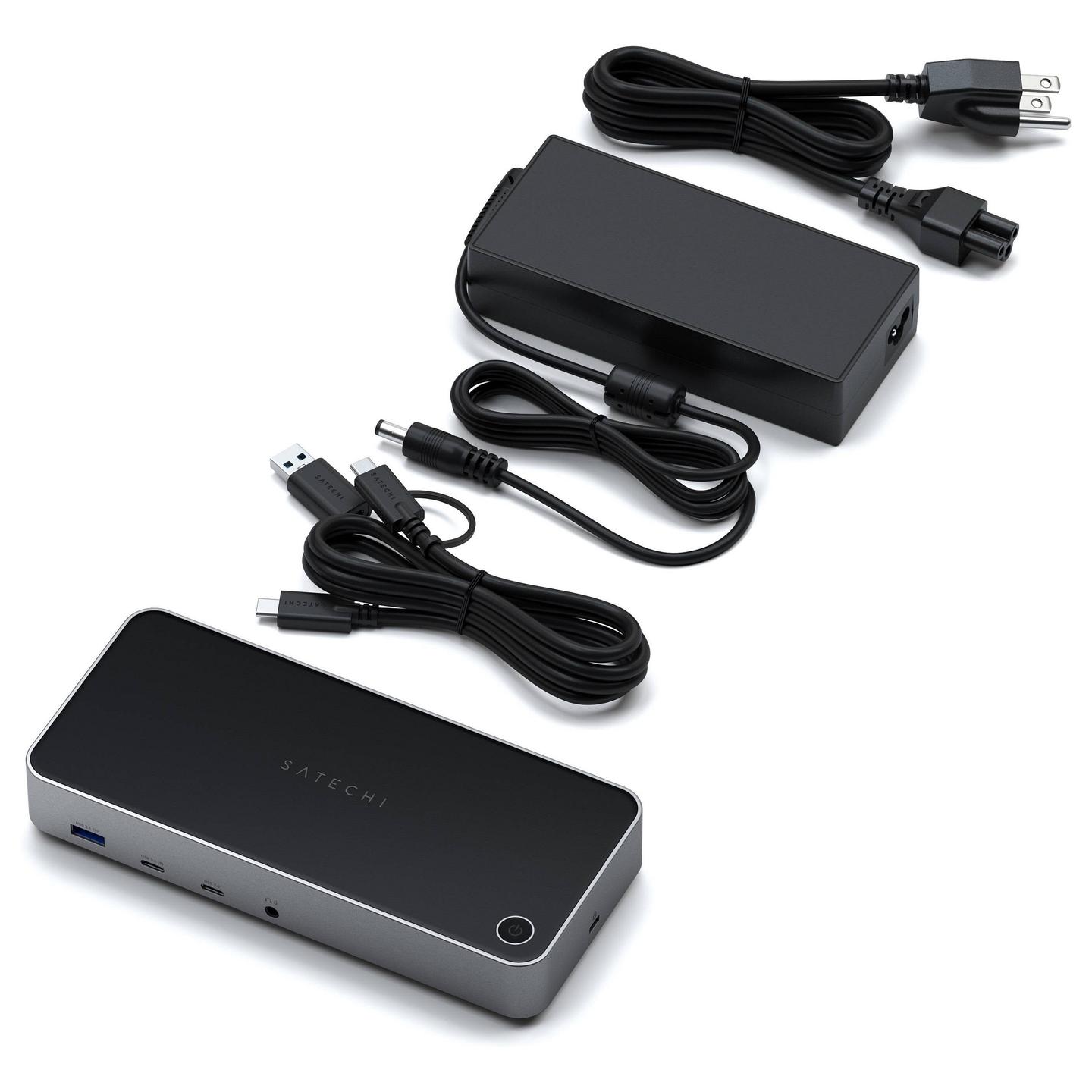 Docking Station Satechi ST-D4KTM-EU / 3x USB-A / 2x USB-C / 3x HDMI / 2x DisplayPort / Ethernet / Audio / SD / 100W PD / 130W – Hiri/Zezë - 6