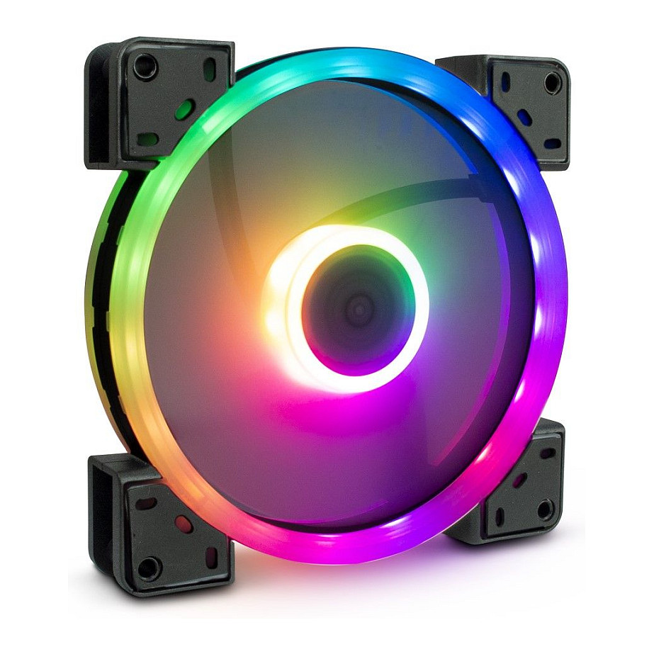 Ftohës për Kasë Inter-Tech Argus RGB-FAN Set RS-14 / 140mm / 25mm / 1200 RPM / PWM / RGB / 26 LED / 3-Pack / Controller – Zezë - 2