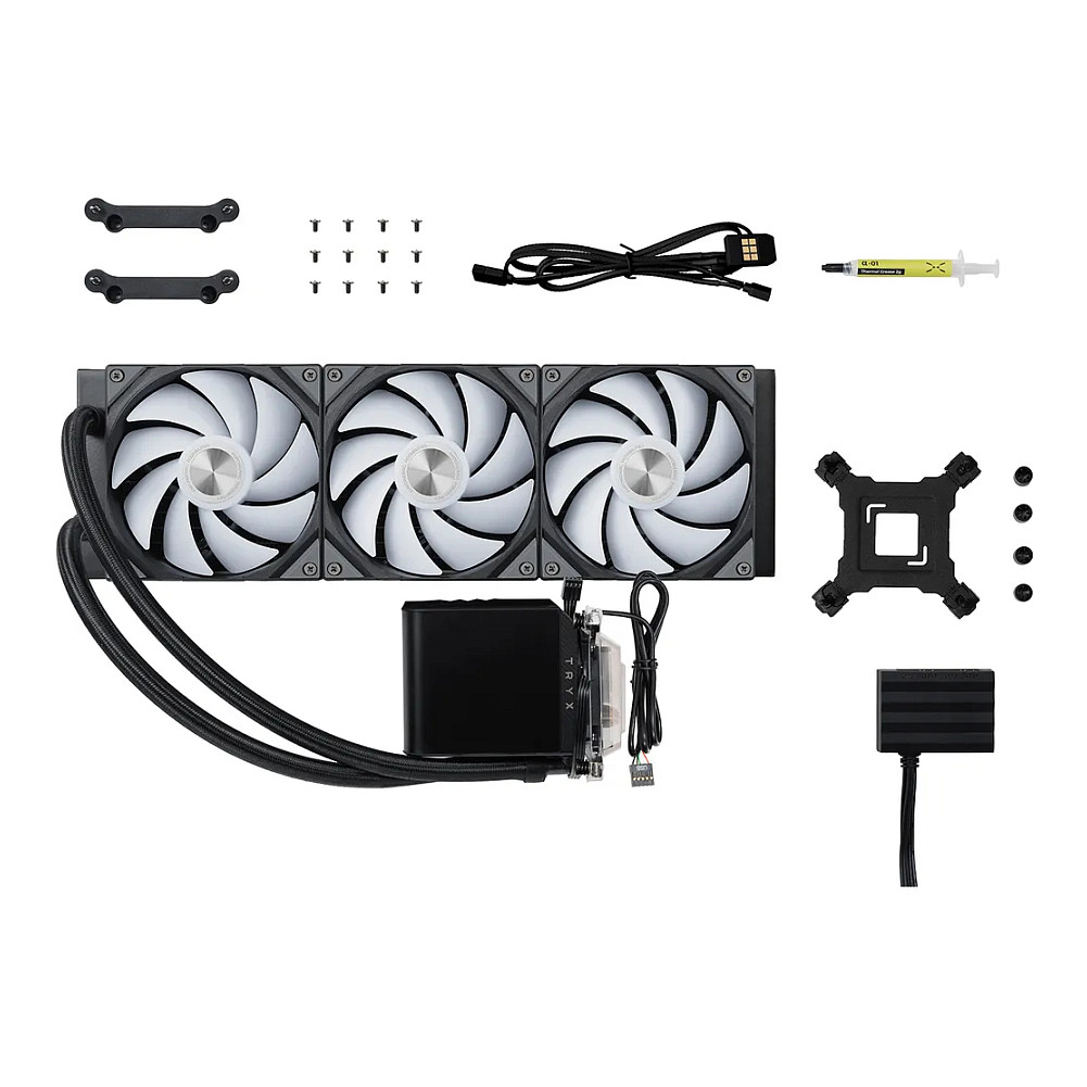 Ftohës për Procesor TRYX PANORAMA 360 ARGB / AIO / 360mm / 3×120mm ARGB Fan / 3D AMOLED / 320W TDP / LGA115x/1200/1700/1851 / AM4/AM5 – Zezë - 5