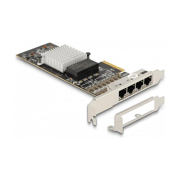 Karta të Rrjetit Delock 88606, PCI Express x4, 4x Gigabit LAN RJ45, 10/100/1000Mbps, Intel i350, Low Profile + Full Height - 4