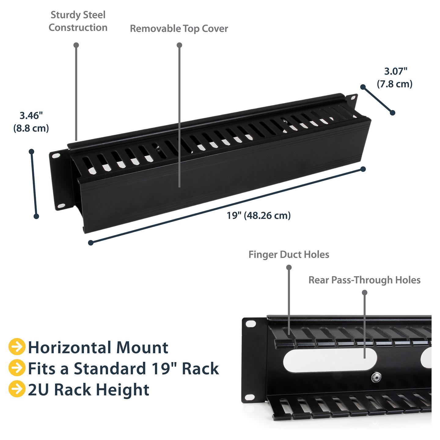 Aksesor Rack StarTech.com CMDUCT2U, Menaxhim Kabllosh, 2U, 19", me Kapak - Zezë - 7