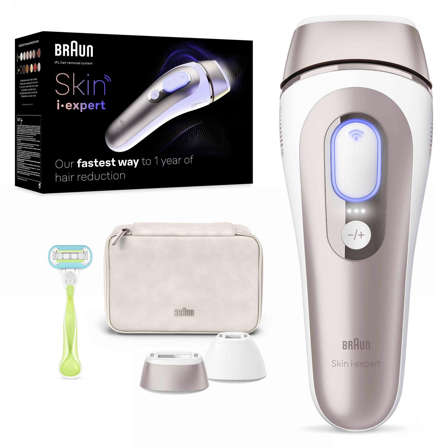 Makinë Depilimi Braun Skin i·expert, IPL, Smart Sensor, Kontroll përmes Aplikacionit - Bardhë , Rozë-Ari