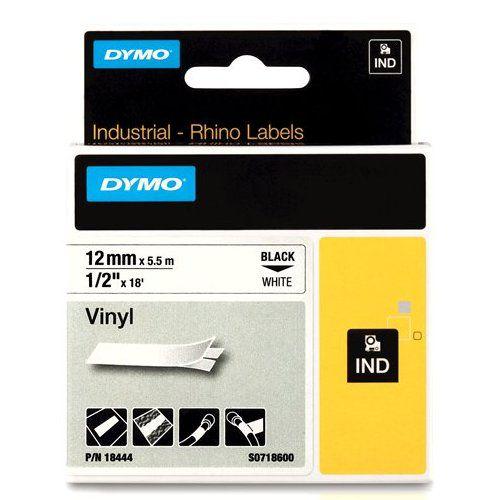 Shirit për Printer 3D Dymo Colour Ribbon Rhino Industrial Vinyl / 18444 - Zezë mbi Bardhë