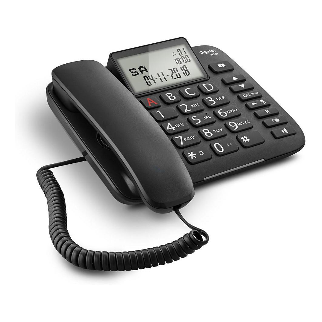 Telefon i Thjeshtë Gigaset DL380, analog, me kabllo, ekran LCD monokrom - Zezë - 2