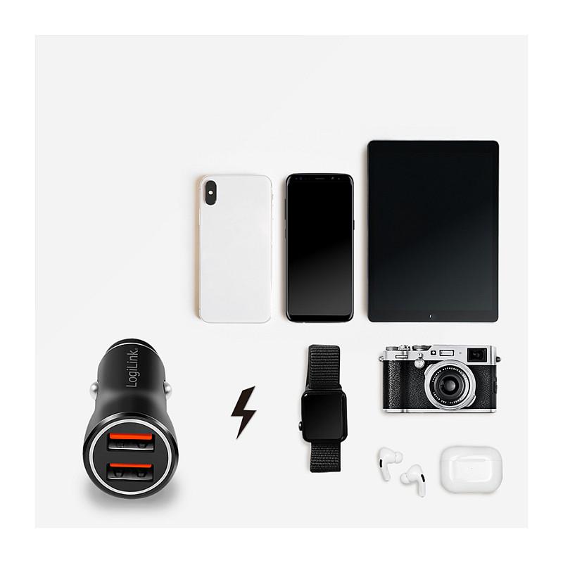 Adapter telefoni për veturë LogiLink PA0285 / 2x USB-A / 10.5W / LED – Zezë - 6
